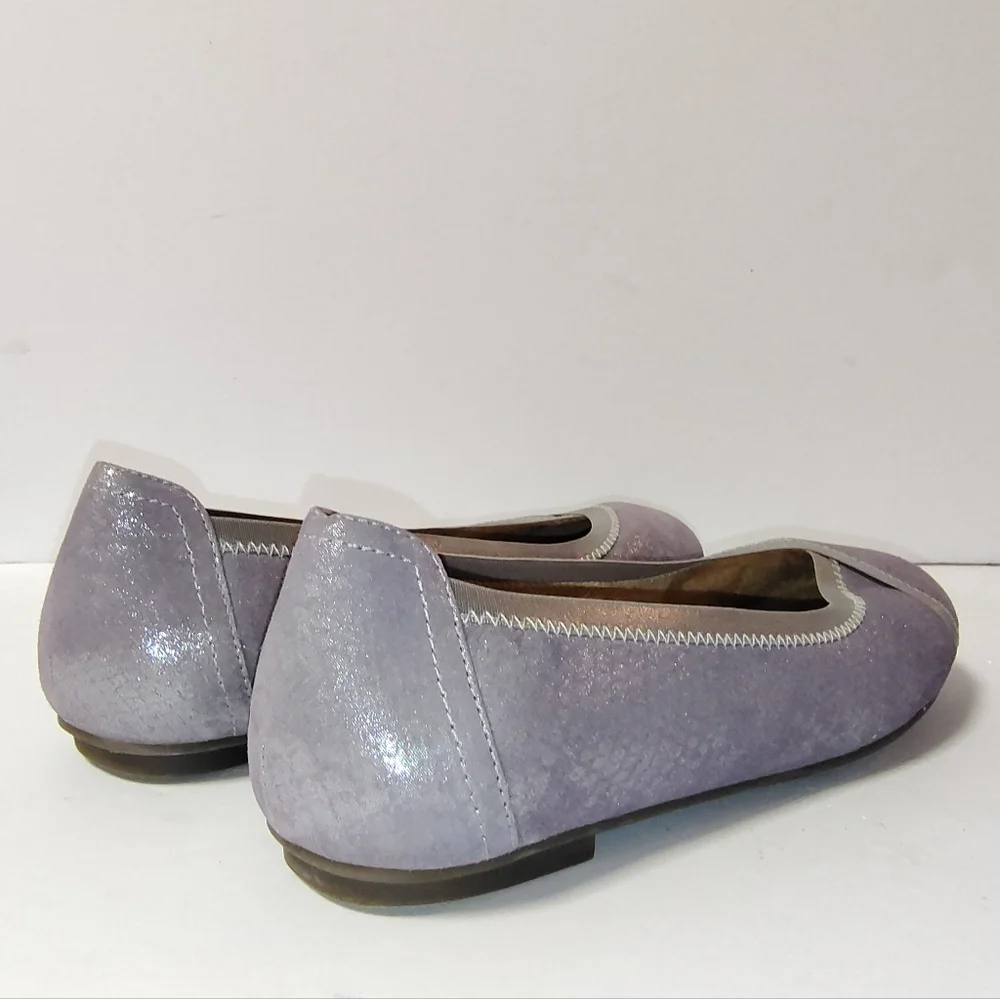 Vionic Spark Caroll Women's Leather Snakeskin Metallic Slip-On Ballet Flats